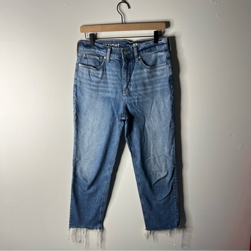 J Crew Classic Straight Raw Hem Blue Jeans size 27
